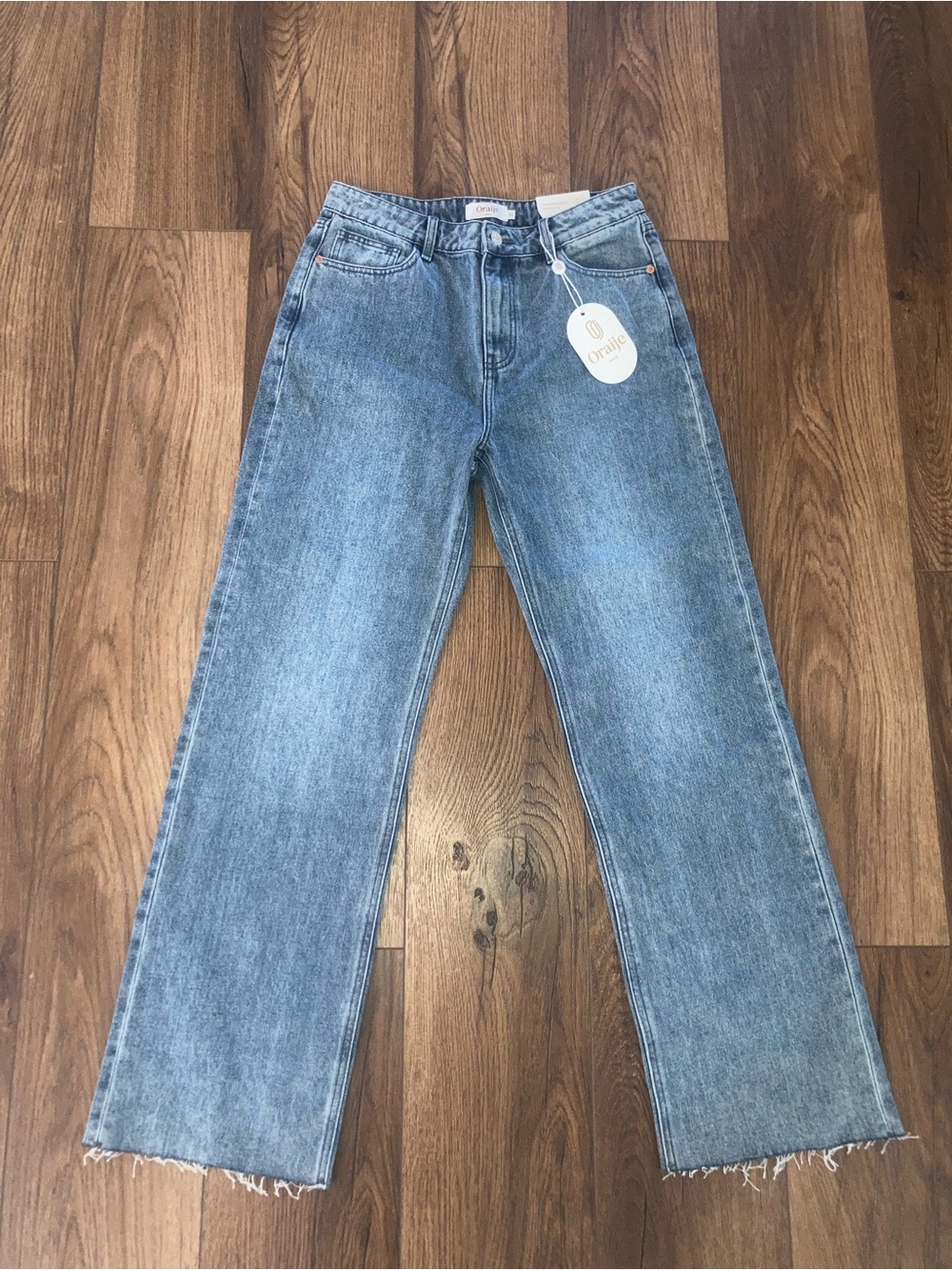 Oraije Paris women’s High-Rise Wide Leg Jeans in Light Blue size L
